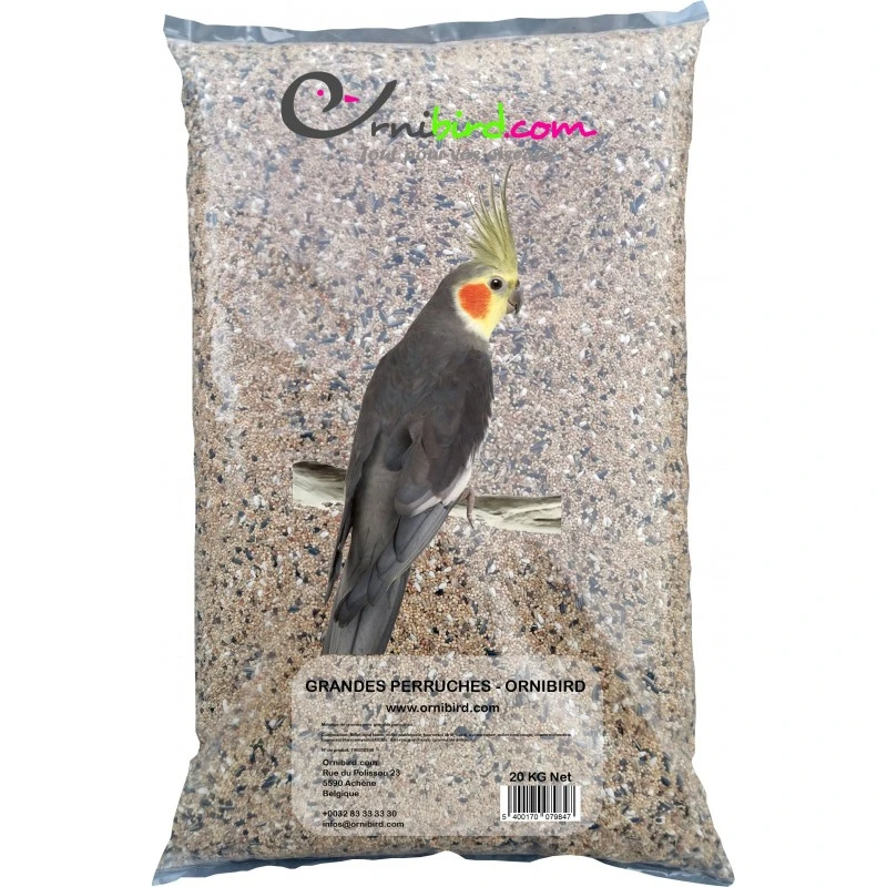 Grandes Perruches - Ornibird, Mélange Pour Grandes Perruches 20kg 3 Grandes Perruches - Ornibird, Mélange Pour Grandes Perruches 20kg