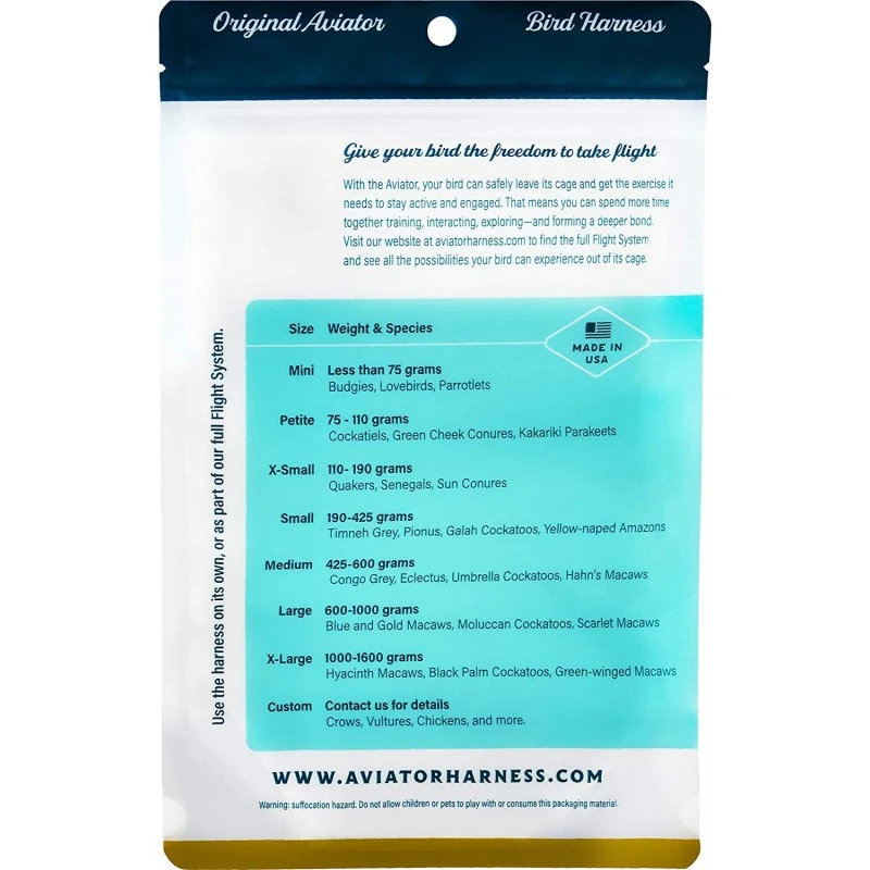 Harnais Pour Perroquet AVIATOR Large Bleu 5 Harnais Pour Perroquet AVIATOR Large Bleu - Image 3