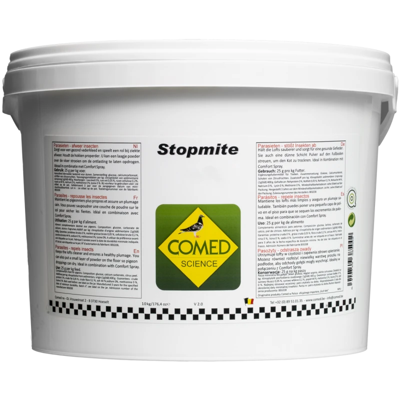 Stopmite, Contre Les Poux Rouges Chez Les Pigeons 10kg - Comed 3 Stopmite, Contre Les Poux Rouges Chez Les Pigeons 10kg - Comed