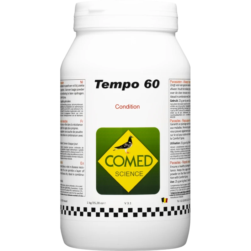 Tempo 60, Assure Une Parfaite Santé Globale Des Pigeons 1kg - Comed 3 Tempo 60, Assure Une Parfaite Santé Globale Des Pigeons 1kg - Comed